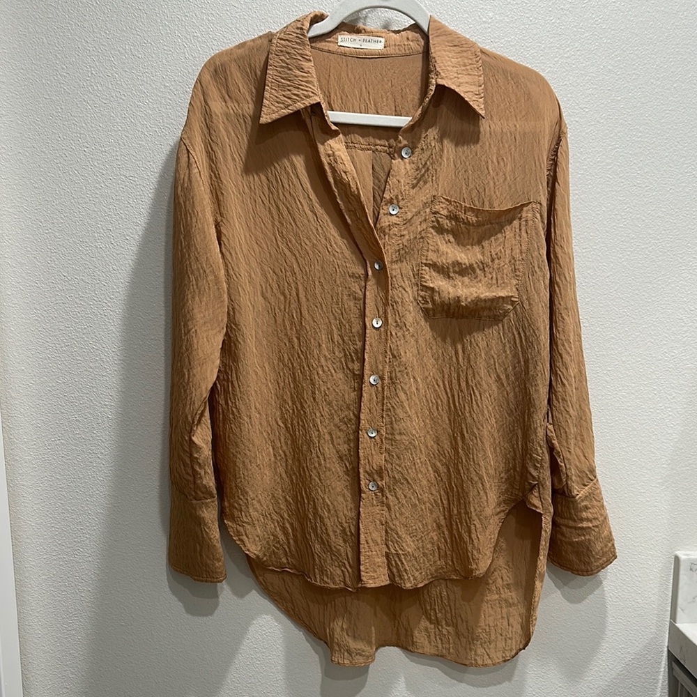 Stitch + Feather Copper Button-Up Shirt